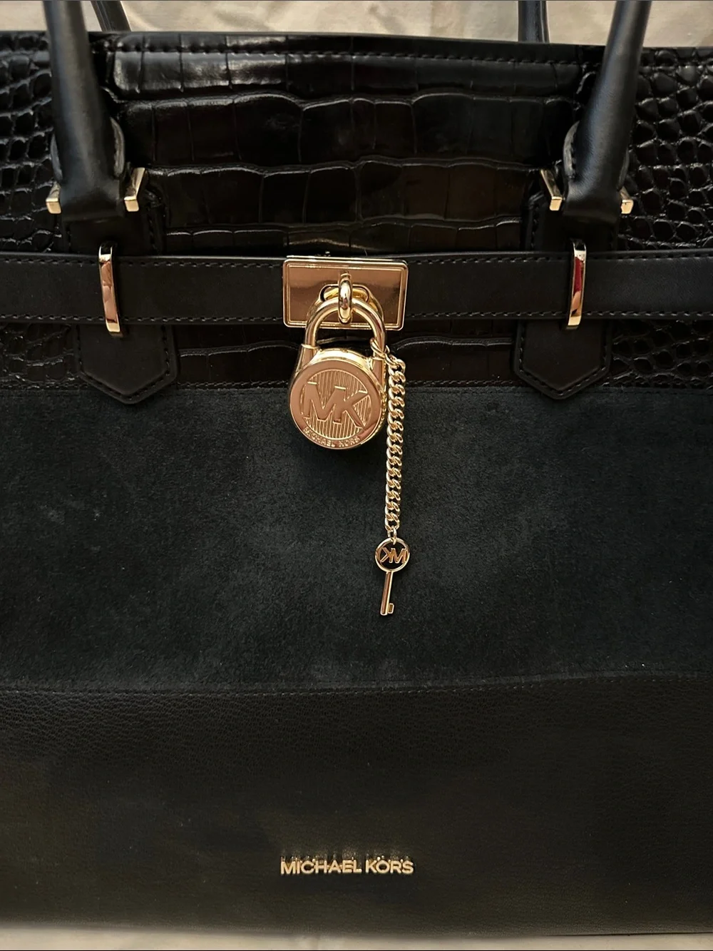 Michael Kors Black Satchel with Gold Charm Hardware